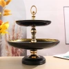 European-style light luxury ceramic gold edge double-layer fruit plate, double-layer pastry plate, wedding birthday cake, dessert stand display rack details Picture